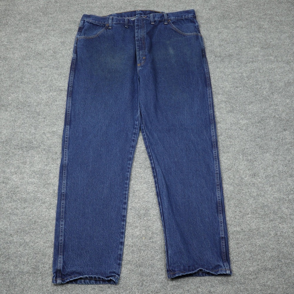 Rustler Jeans Mens 42x32 Blue Straight Leg Regular Fit Heavyweight Workwear